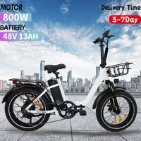 New Ebike 800W Aluminum Folding Electrci Bicycle 20*4.0 Inch Fat Tire Beach Snow Ebike 48V 13ah Lithium Battery Electric Bicycle