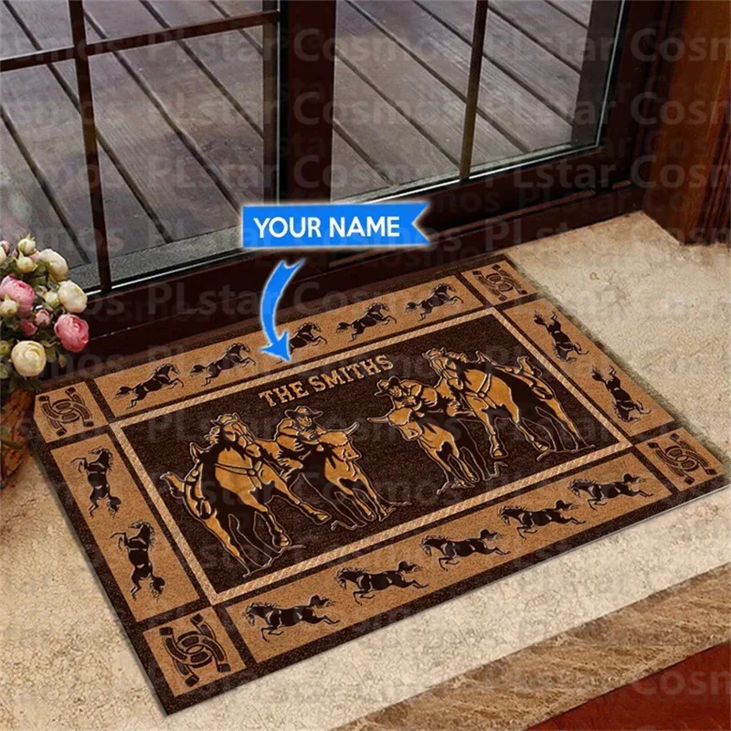 Personalized Wellcome To Saddle Bronc Custom Name Doormat, Welcome Mat, Housewarming Gift, Front door Décor