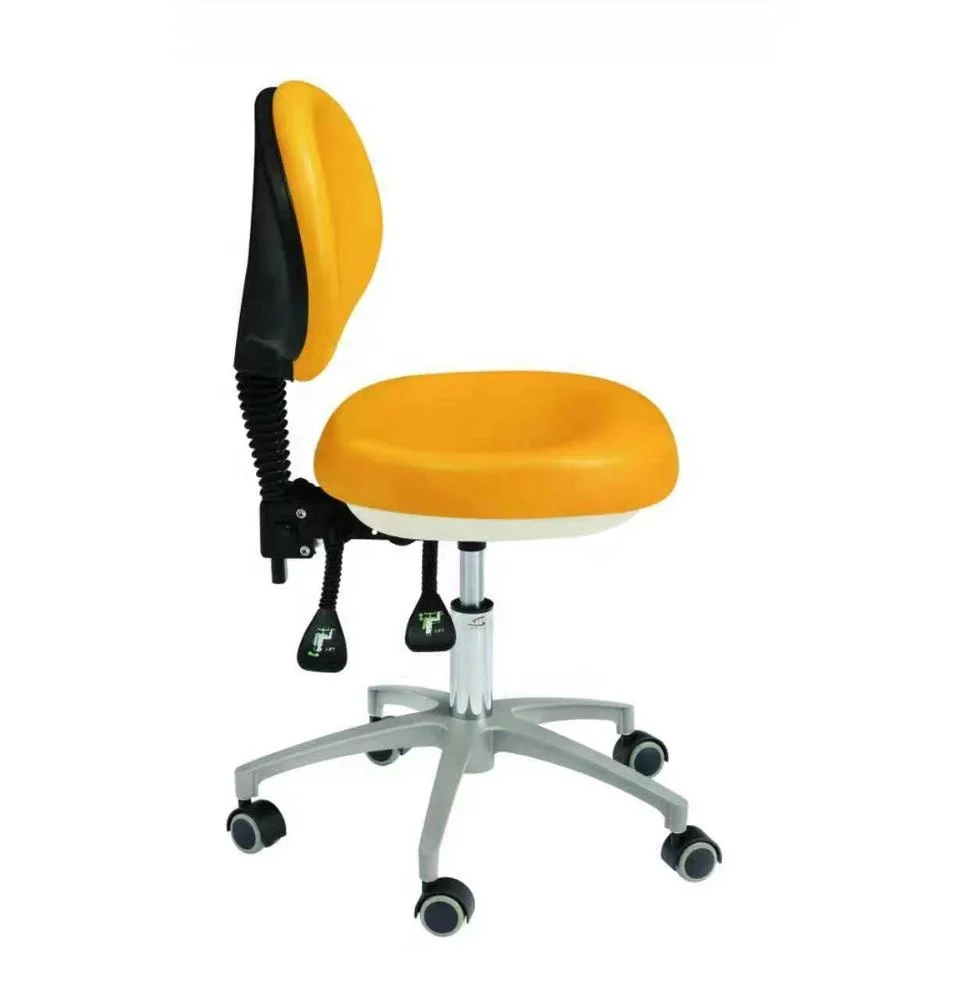 

Ergonomic Dentist Stool Dental Adjustable Doctor Chair with Backrest PU Leather
