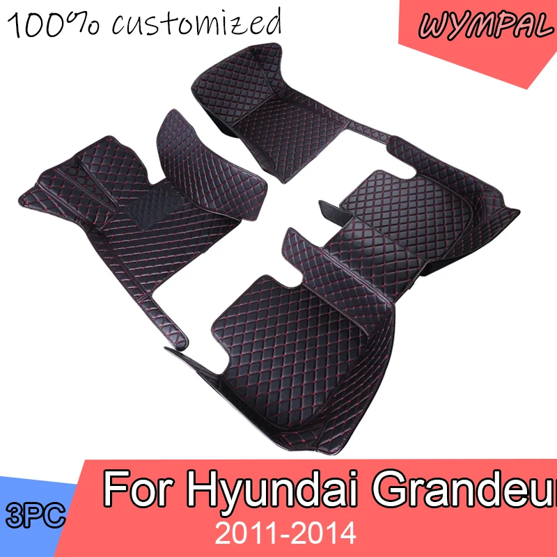 Custom Automotive Car Floor Mats For Hyundai Grandeur 2011 2012 2013 2014 Auto Luxury Leather Men Women Car Mats Full Coverage