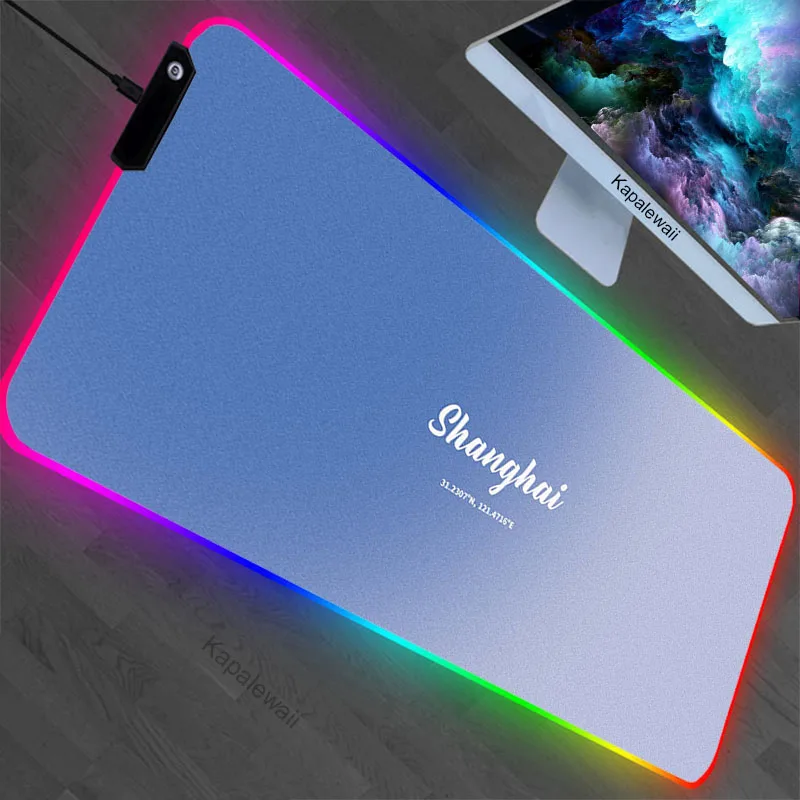 

Blue Gradual Large RGB Mouse Pad XXL Gaming Mousepad LED Mouse Mat Gamer Desk Mat Table Pads Keyboard Mats Desk Rug With Backlit