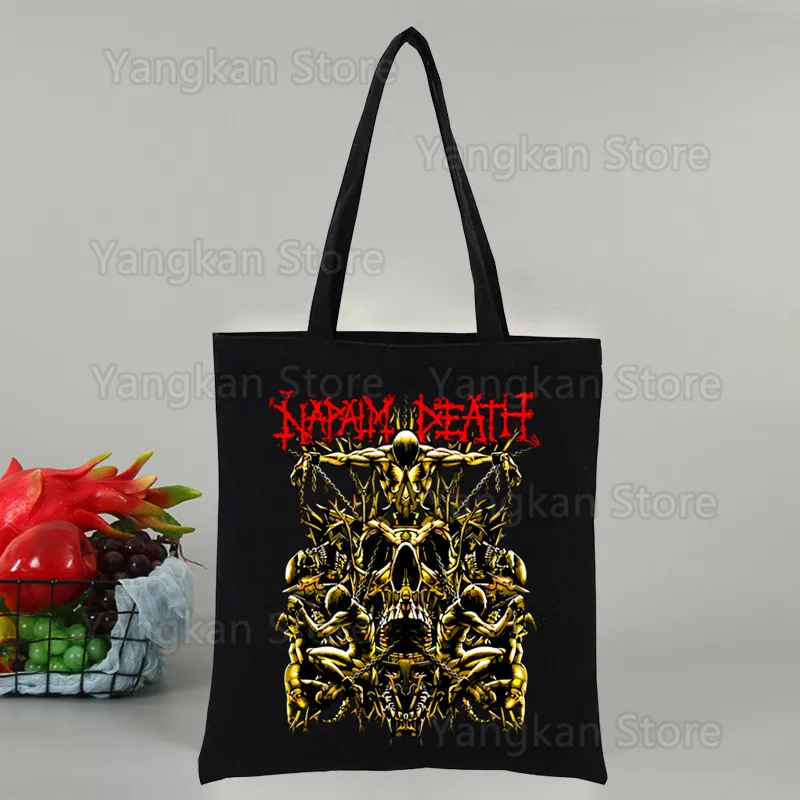 Napalm Death Women Package Elegant Canvas Bag Handbags Shoulder Bags Casual Shopping Girls Handbag Black