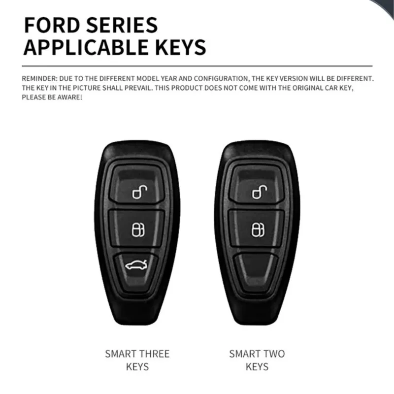 Zinc Alloy Leather Car Key Case Cover Shell for Ford Focus 3 4 ST Mondeo MK3 MK4 Fiesta Fusion Kuga Keyless Keychain Accessories