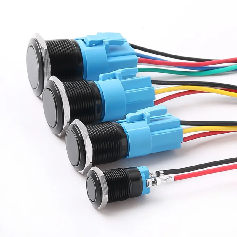 12/16/19/22mm nenhum interruptor de botão 1no1nc impermeável do metal das luzes liso/cabeça alta momentâneo que trava aço inoxidável