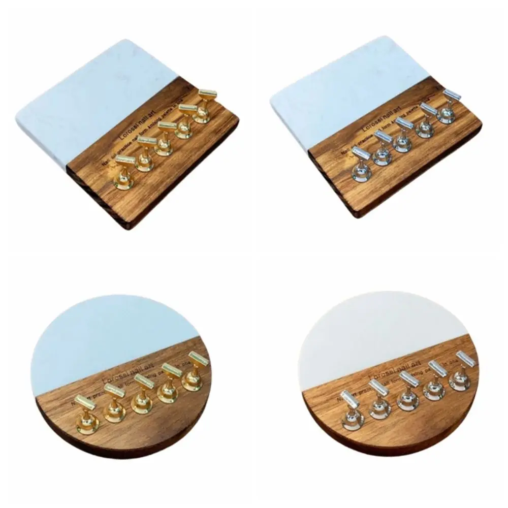 Soporte magnético para decoración de uñas, Base cuadrada/redonda, estante de exhibición magnético fuerte reutilizable para uñas, 5 soportes para uñas fáciles de usar