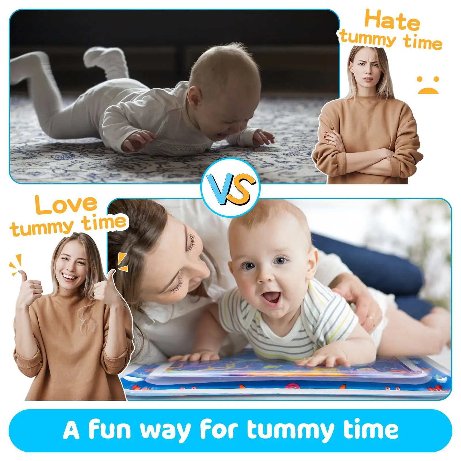 Infinno Inflatable Tummy Time Mat Premium Baby Play Mat Inflatable Water Cushion Interactive Baby Toys for Sensory Development