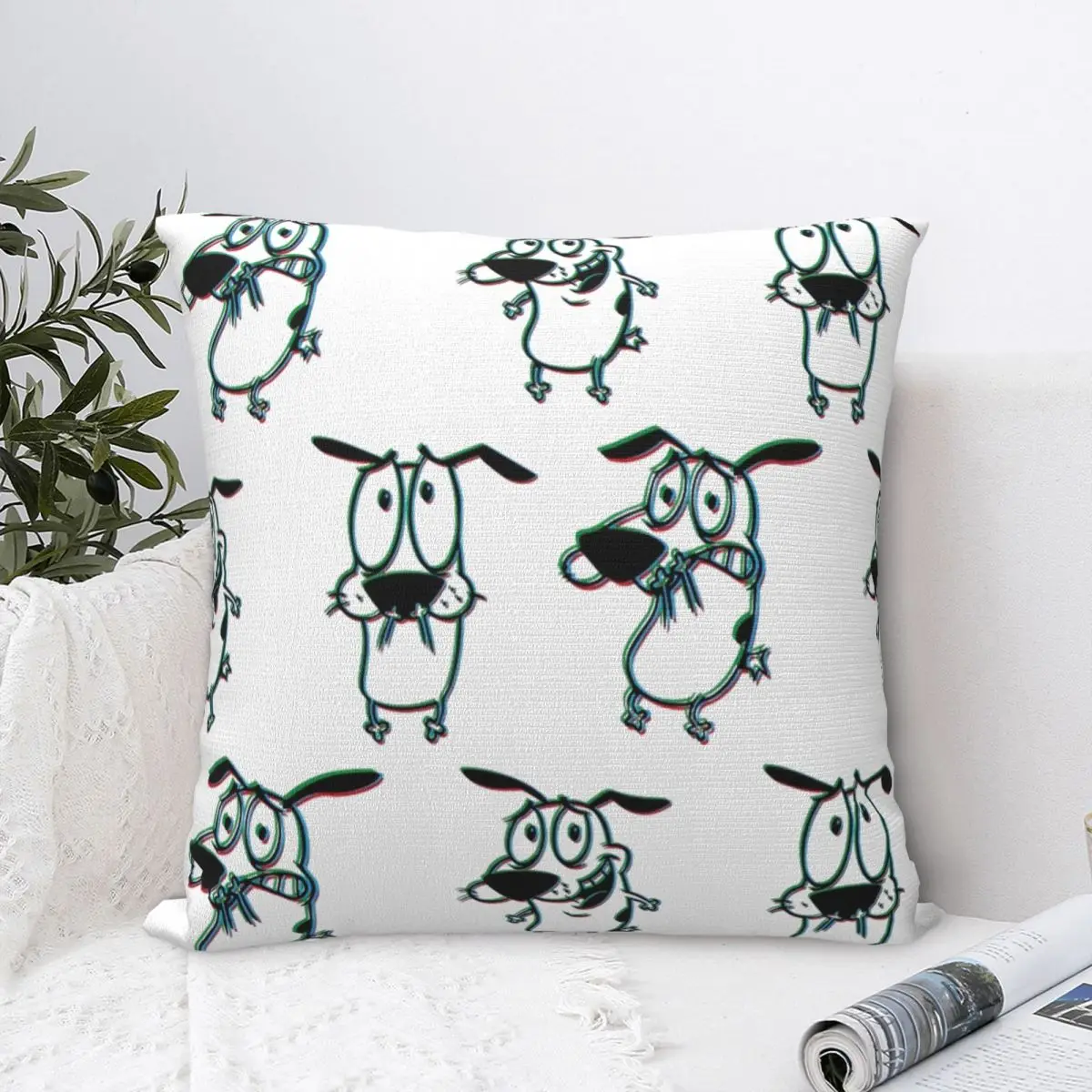 C-Courages Cowardly Dog Cute Pillowcase Soft Polyester Cushion Cover Decorations Throw Pillow Case Cover Seater Square 40X40cm