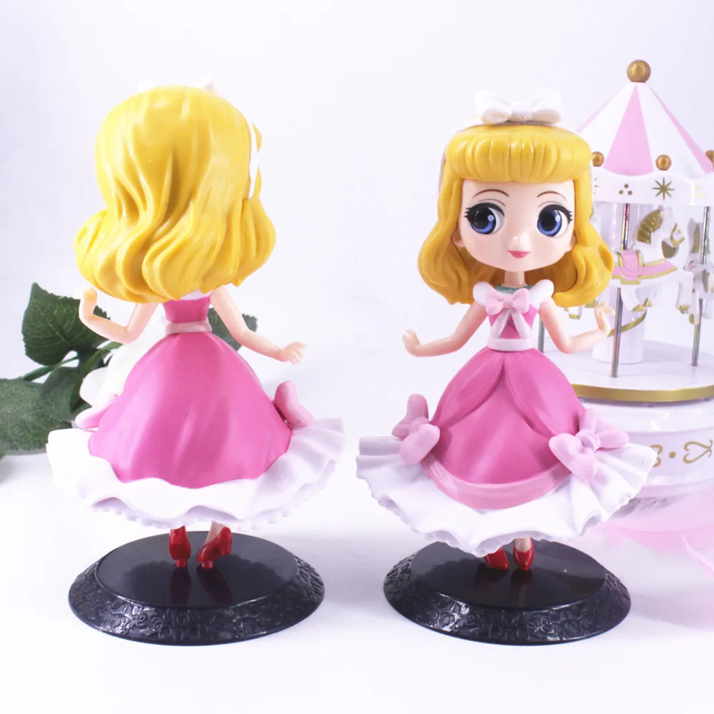 Disney q posket princesa branca de neve aurora bonito figura de ação ornamento modelo brinquedos acessórios crianças charme presentes aniversário