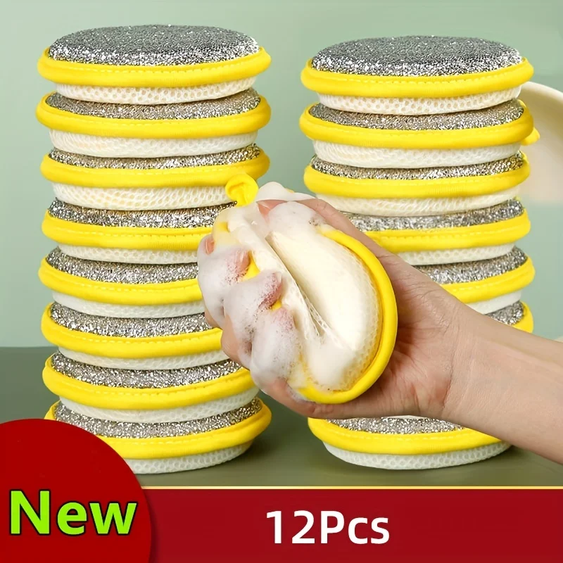12pcs, Cleaning Sponge, Scouring Pad, Square Dish Cloths, Simple Style Dish Towel, Cleaning Cloth For Sink Or Kitchen Stove,