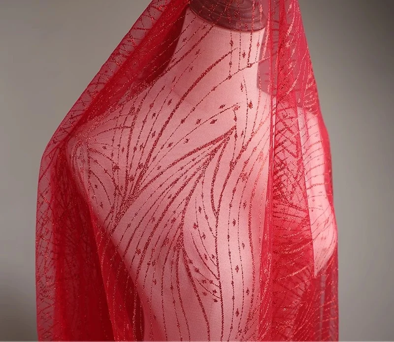 High end Foil Stamping mesh mesh fabric  DIY wedding veil background decoration  wedding dress fabrics for sewing