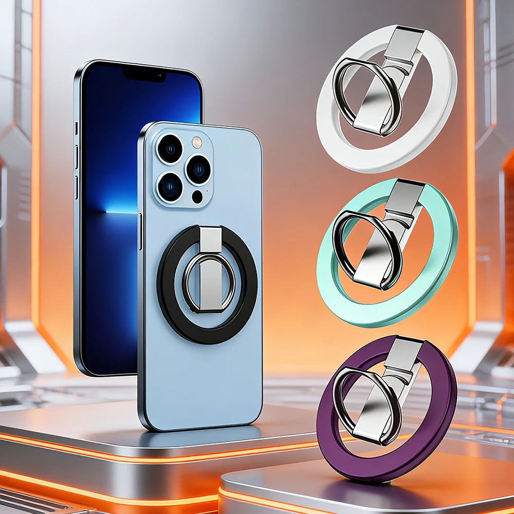 Geeignet für magnetischen Einzelring, 3 Abschnitte, 1 Stück, einfacher Handy-Ständer, Wandaufkleber mit starker Anziehungskraft, drehbar