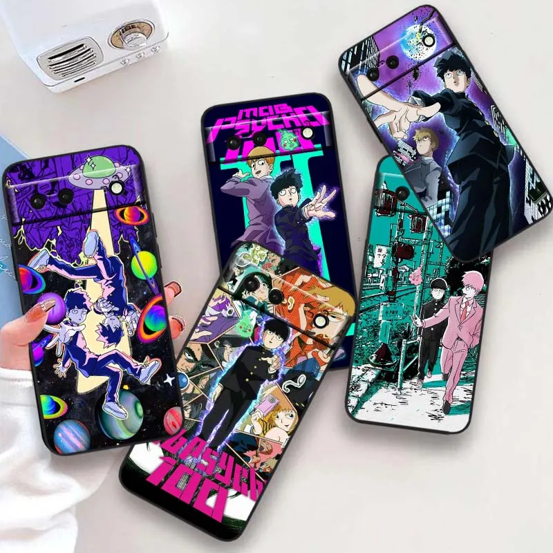 

M-Mobs P-Psychos 100 Anime For Google Pixel 9a 9 8A 8 7 7A 6 6A Pro XL 2024 5G Black Soft TPU Silicone Cover Phone Case