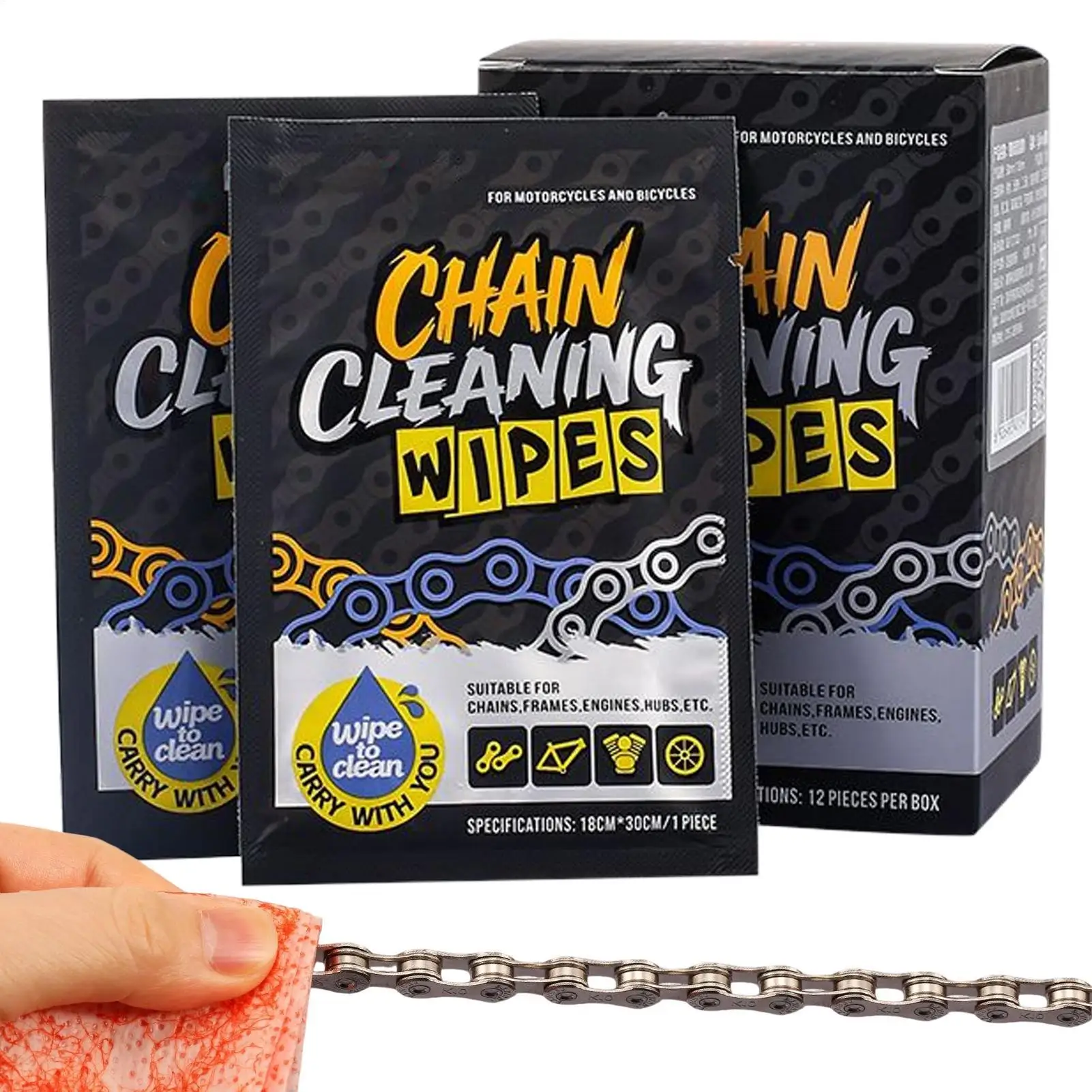 

Bike Chain Cleaning Wipes Multifunctional Double Sided Degreaser Cloths for Motorcycle Chains Wheels Frames Car Maintenance