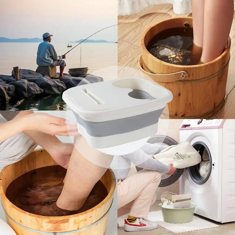 Foldable Foot Soaking Bucket Foot Massage Soaking Basin Household Sauna Bathtub Health Pedicure Bath Bathtub Accessories