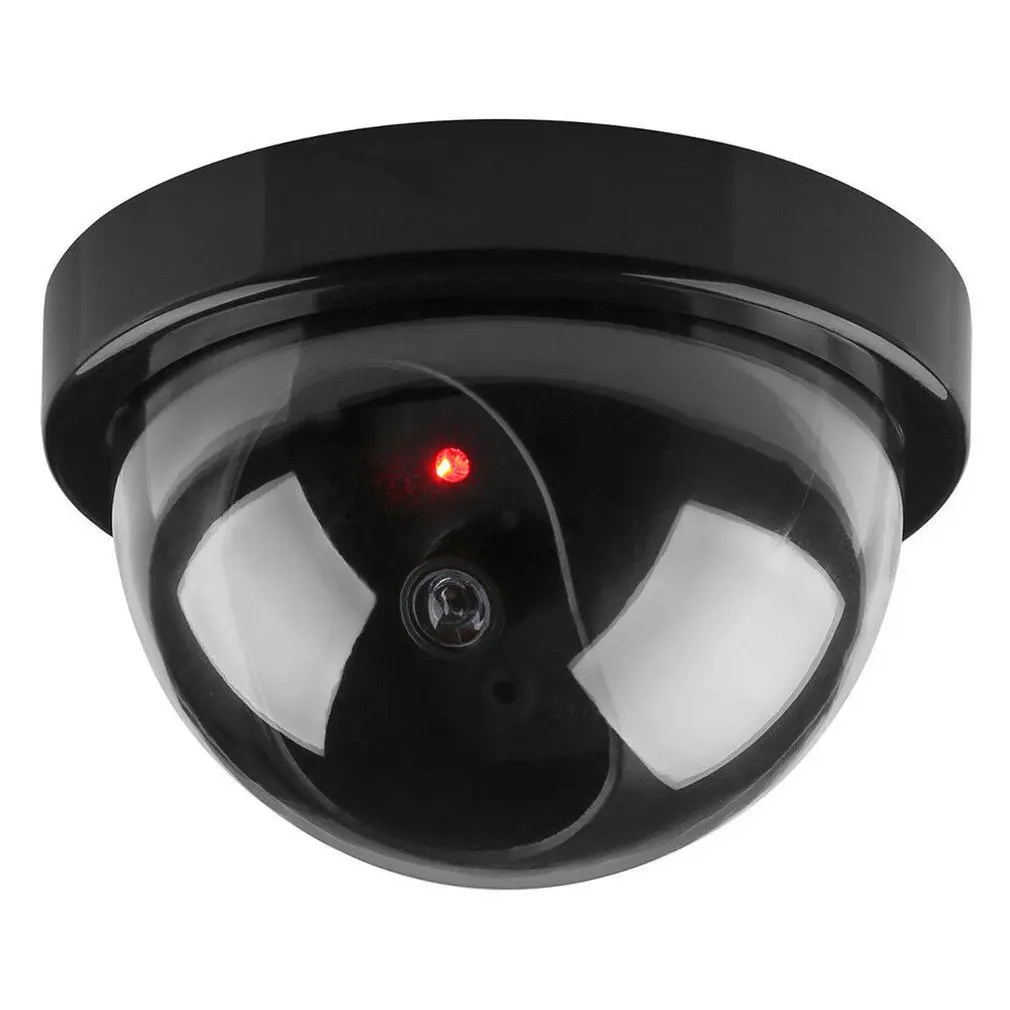 Creative Black Plastic Dome CCTV Dummy Camera Flashing Led Fake Camera Power Via AA Battery Surveillance Security System