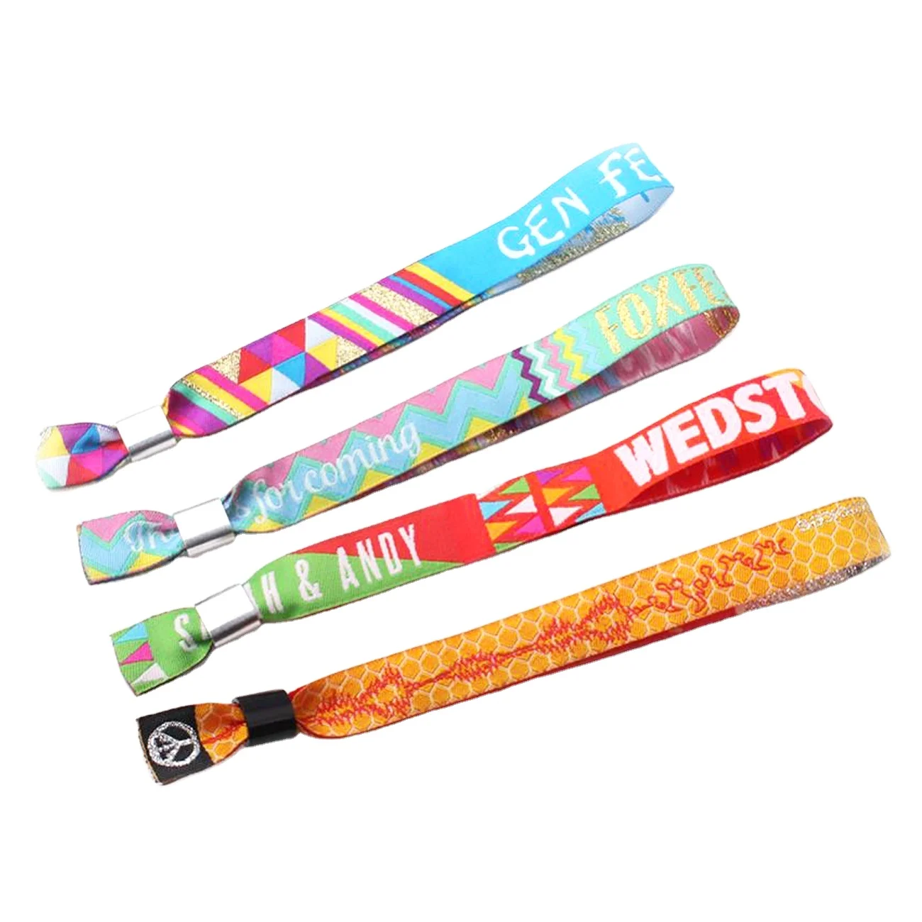 Custom Polyester Festival Woven Wristband Bracelet Cloth Fabric Wrist bands