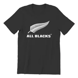 2024 Summer All Blacks Rugby T Shirts Men Cotton Humor T-Shirts Round Collar Tee Shirt Short Sleeve Clothing Birthday Present