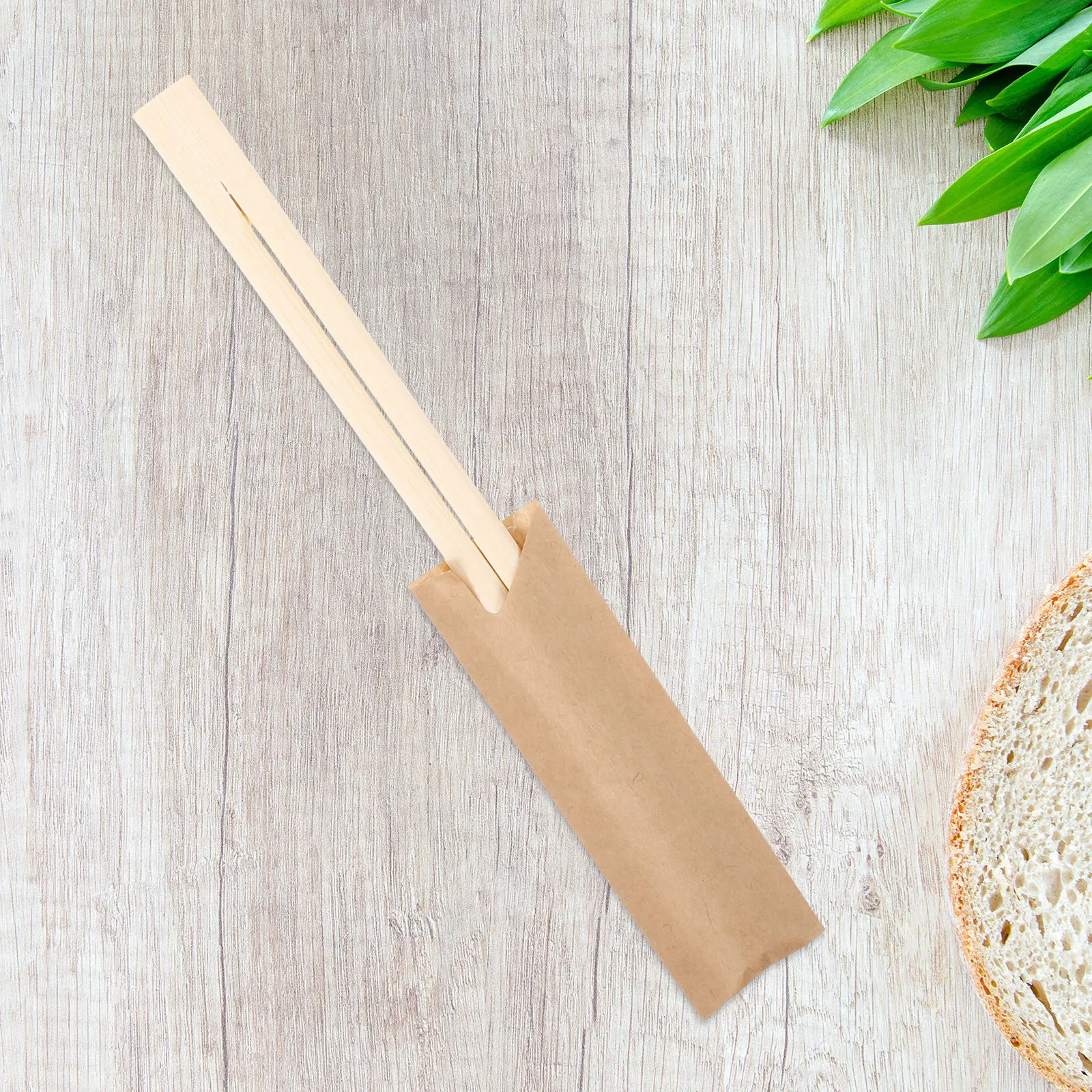 200Pcs Kraft Paper Chopstick Sleeves Waterproof Oilproof Disposable Flatware Bags for Restaurant Dining Tableware Holder