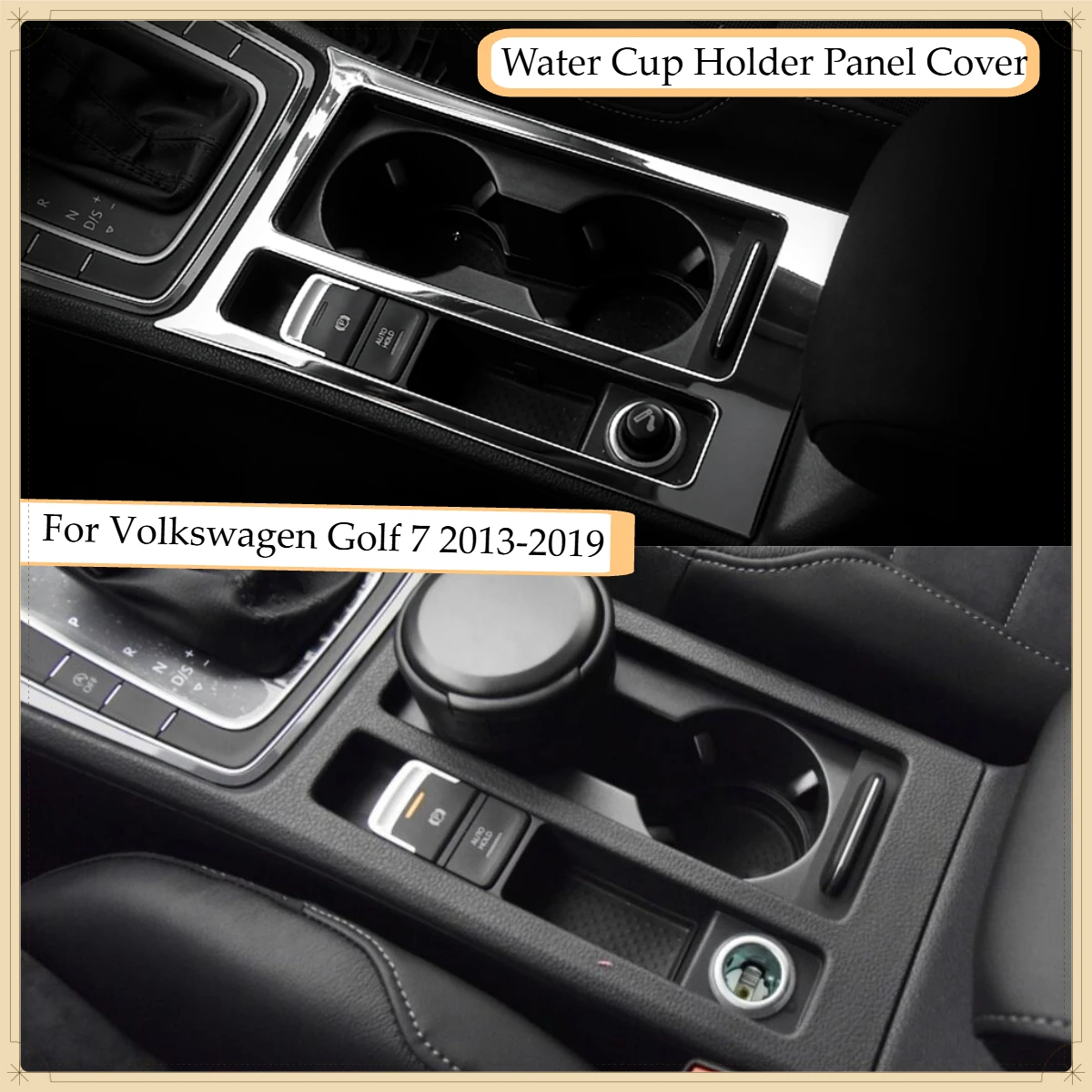 

For Volkswagen VW Golf 7 MK7 VII 2013-2019 Car Center Console Control Water Cup Holder Panel Cover Stainless Steel Accessories