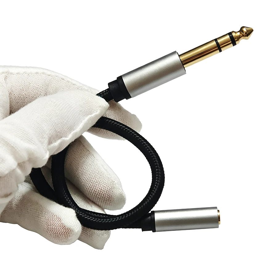 30/150CM 6.35 Male to 3.5 Female Audio Cable Headphone Stereo Adapter Cord With Braided Mesh For Electronic Musical Instruments