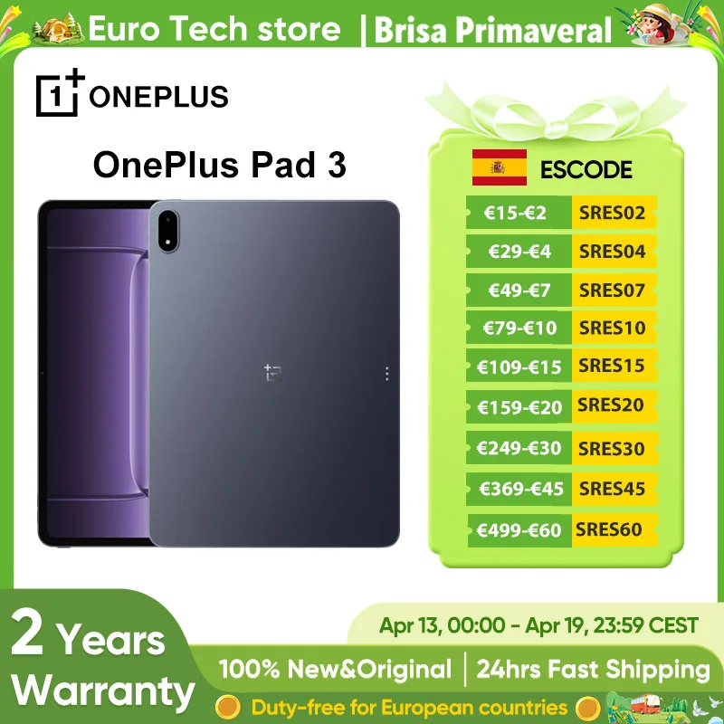 Version mondiale OnePlus Pad 3 13.2 pouces tablette 144Hz �cran 12140mAh Snapdragon 8 batterie 13MP cam�ra arri�re 8 haut-parleurs 80W Charge