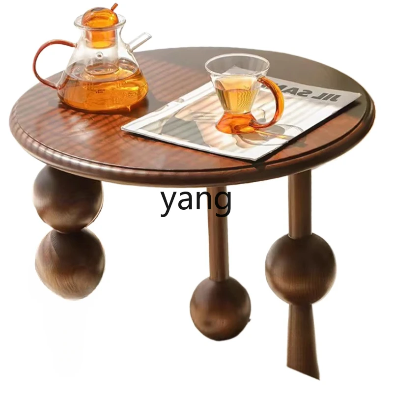 XYY solid wood round small edge coffee table removable furniture living room low table bedside table