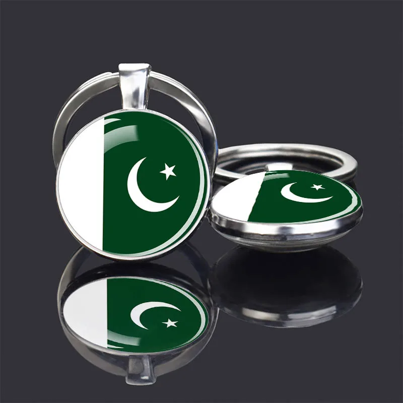 Flag Keychain Country Flags Glass Dome Double Side Pendant Keychains Jewelry Sri Lanka Pakistan India Patriot Souvenir Gifts