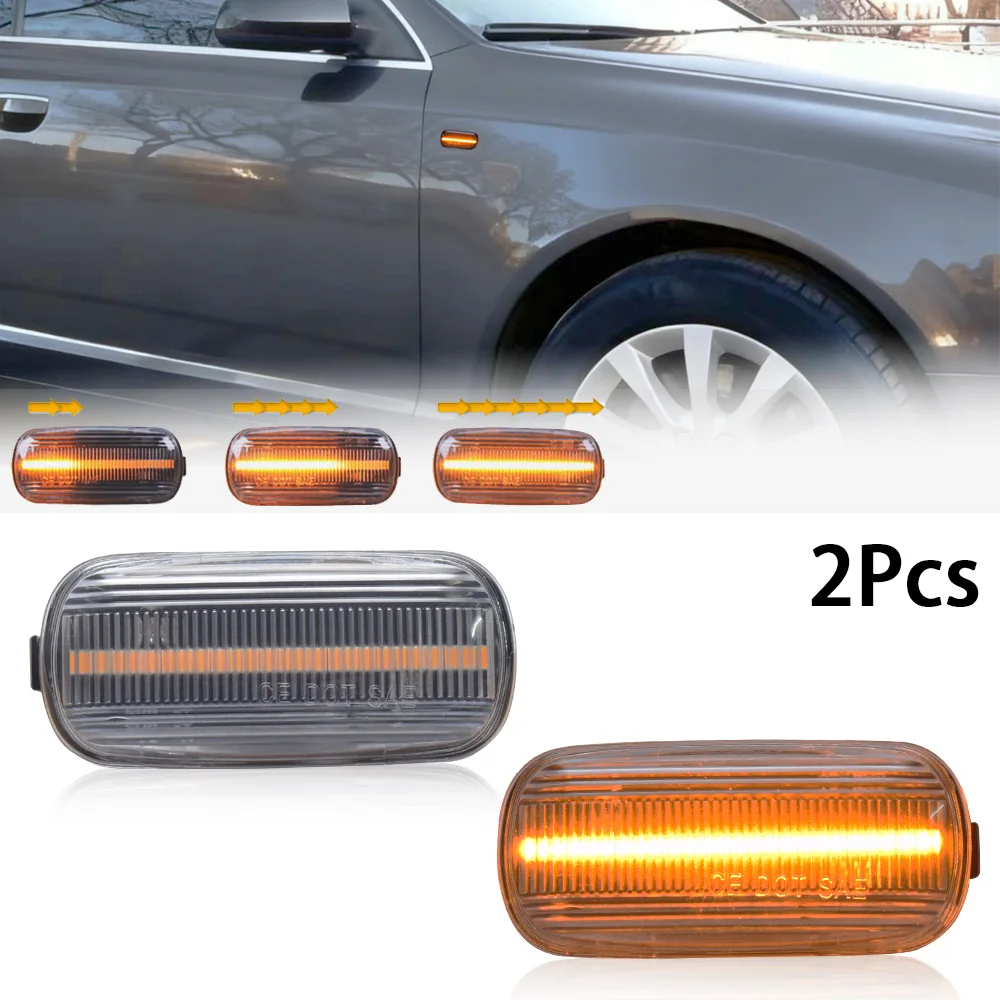 2PCS For Audi A3 S3 8P A4 RS4 S4 B6 B7 A6 S6 RS6 Dynamic Turn Signal Light LED Side Fender Lamp Sequential Indicator Blinker 12V