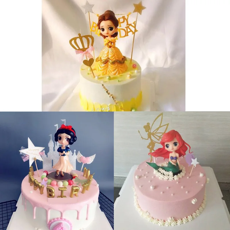 Disney Princess Figures Mulan Ariel Frozen Elsa Anna Belle The Little Mermaid Cinderella Sophia Alice Figure Toys PVC Kids Gift