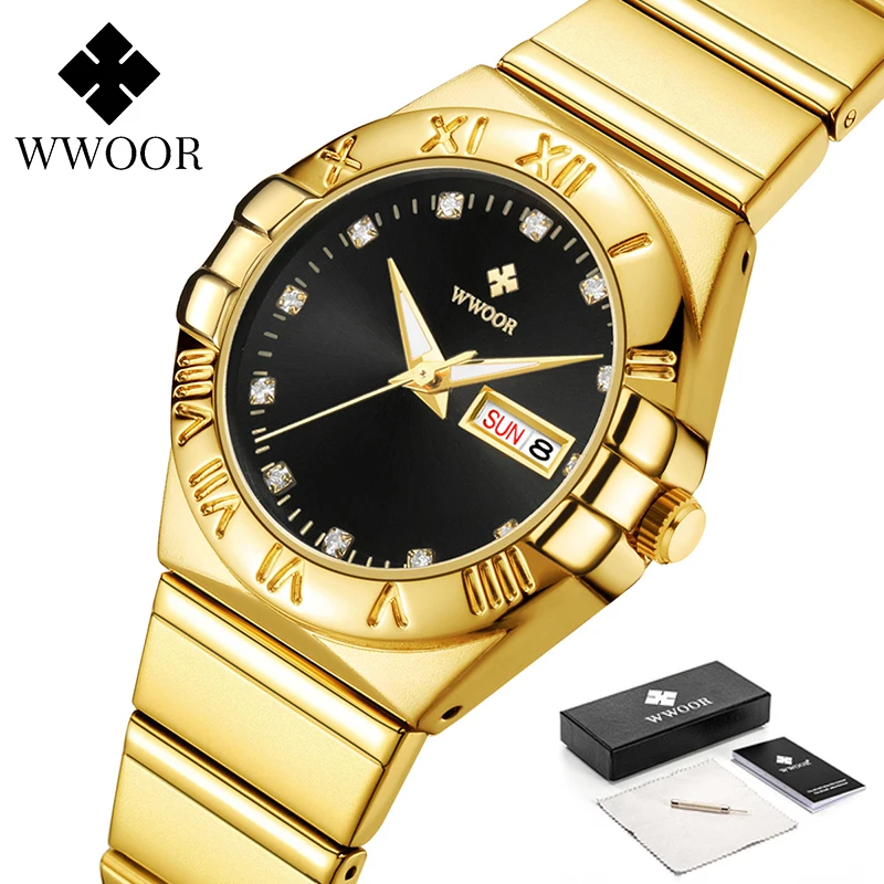 2023 New Women Watch WWOOR Fashion Luxury Stainless Strap Luminous Ladies Diamond Quartz Wrist Watch For Female Relogio Feminino