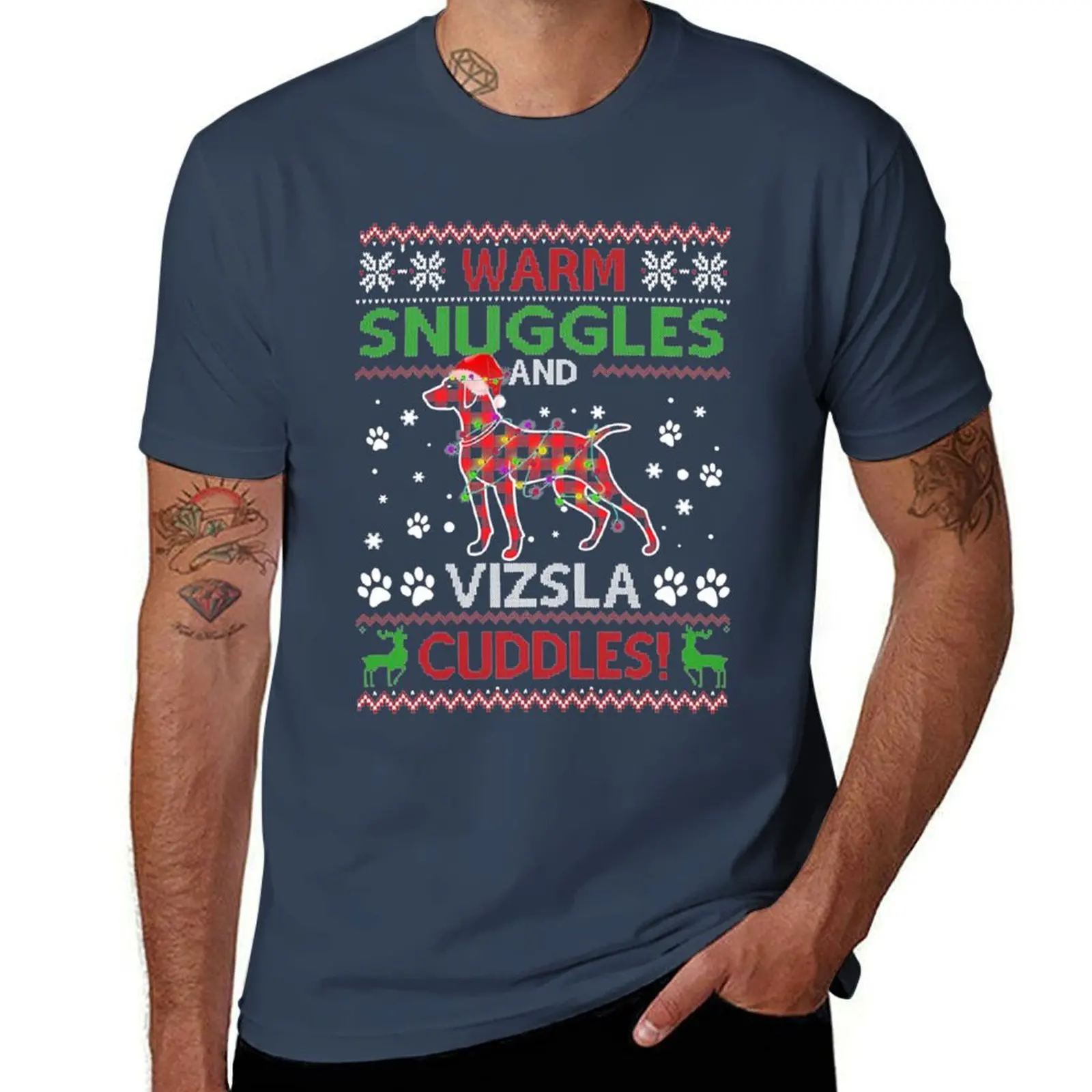 

Ugly Christmas Sweater Vizsla T-Shirt Big Size Loose Fit Tee Shirt