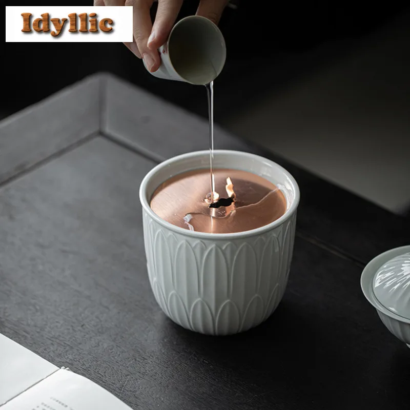 

530 мл рельефный лотос ручной работы Jianshui для мытья чая, кисть для письма, шайба для мытья воды, шлаковый резервуар, домашнее украшение для кафе Chaxi, подарок