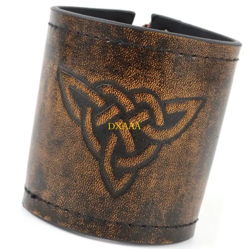 DXAA Guardia brazo medieval Guantallas cuero PU ajustable pulsera en relieve para hombres