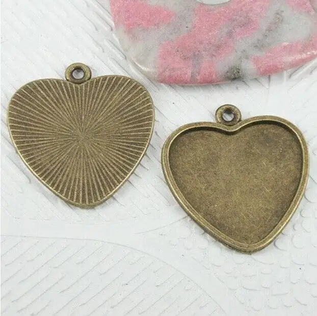 

10pcs antiqued bronze color heart shaped 23x20mm cabochon setting EF0702