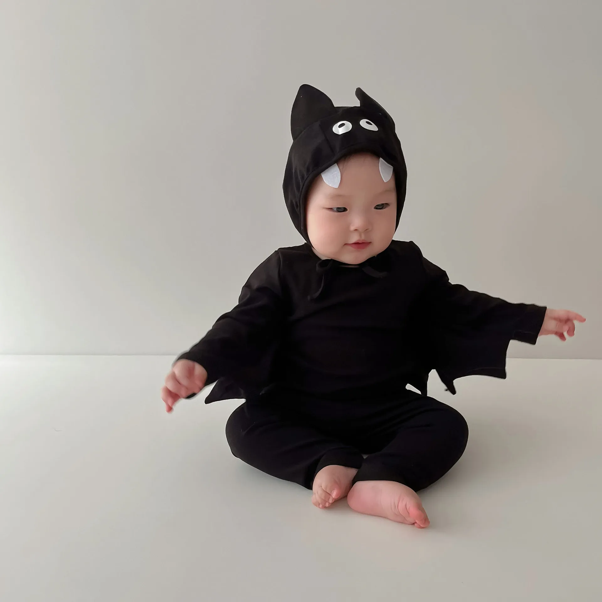 Umorden Korea Style Cute Black Bat Costume for Toddler Infant Baby 6-36M 1-3T Unisex Shirt Pants Set Halloween Fantasia Clothes