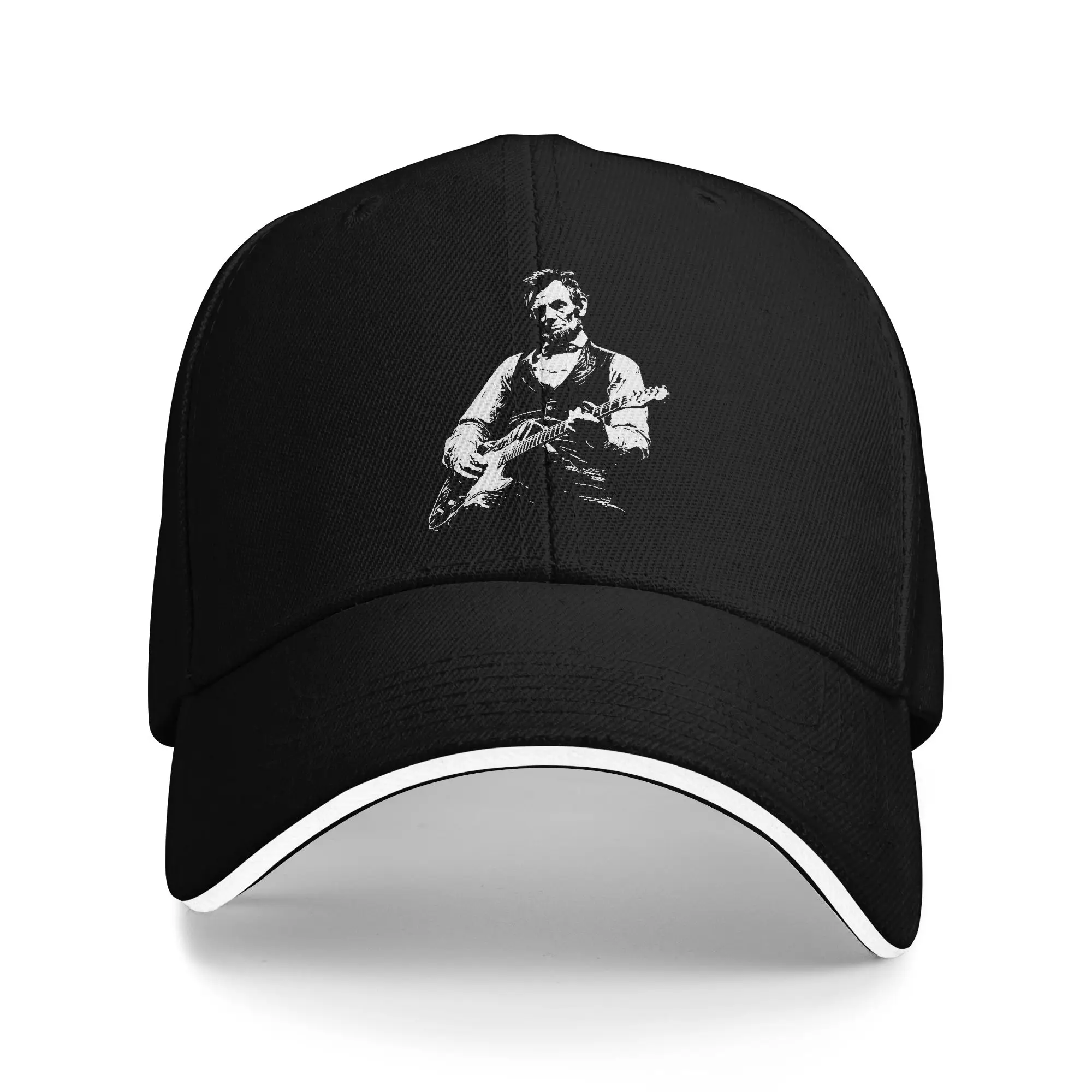 Summer President Abraham Lincoln Playing Guitar Abe Lincoln Baseball Cap  Outdoor Sport Sun Trucker Hat Men Women  Baseball Caps