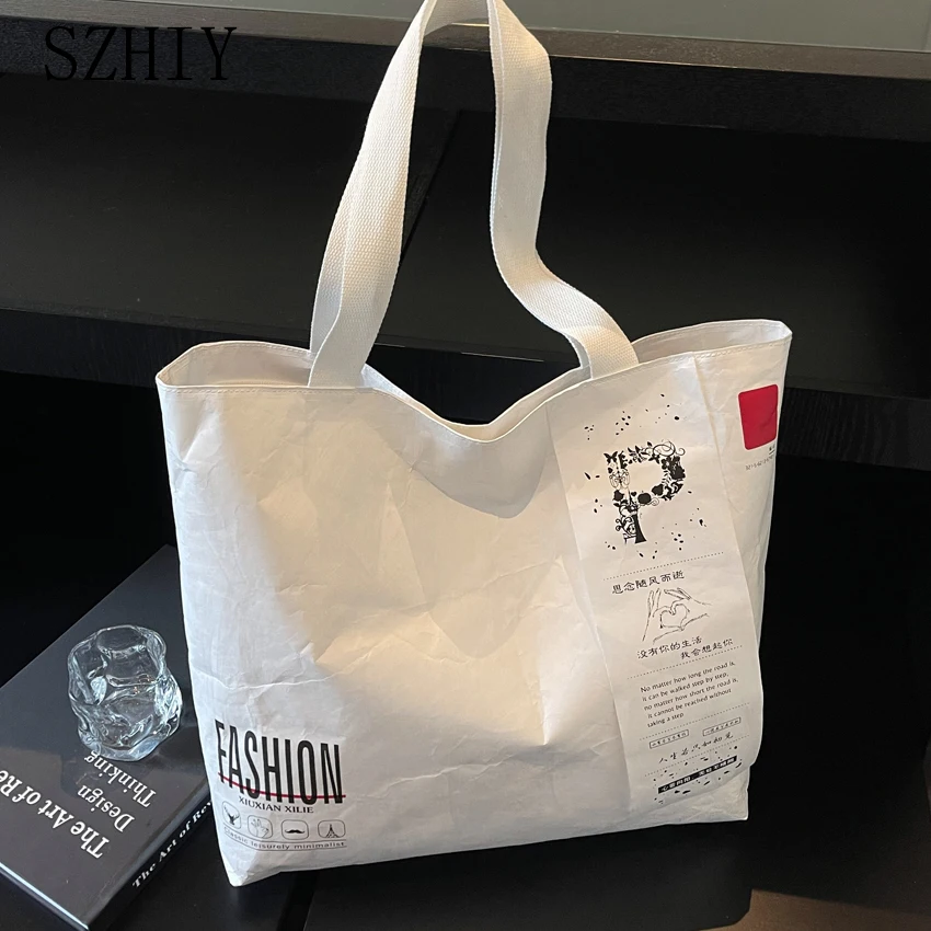 

Fashion Designer Tote Women Shoulder Bag Large Capacity Travel Shopping Pocket Travel Snack Waterproof Paper Bolso Grande Mujer