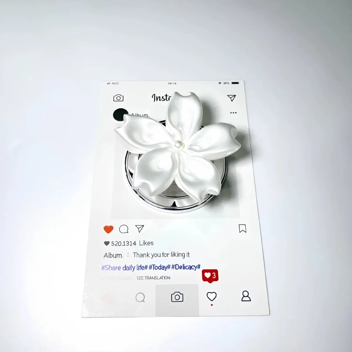 Satin Pearl Flower Magnetic Phone Grip Holder Cute Shiny Base Finger Socket Phone Stand Bracket for Girl Cell Daily Accessory - view 3