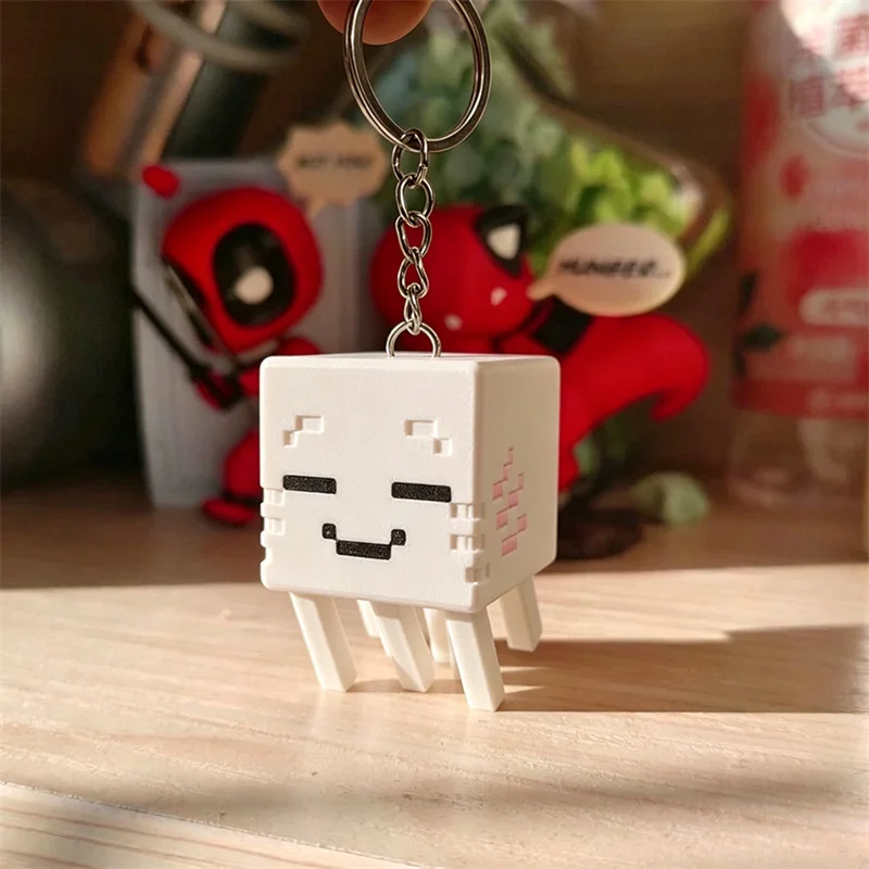 Game Ghast Copslay Keychain PLA 3D Printing Pendant Key Chain Ornament Bag Accessories Backpack Keyring Jewelry Cute Prop