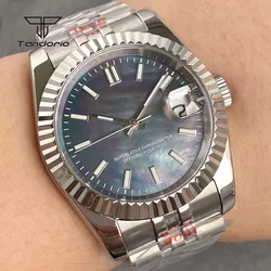 Tandorio NH35A MOP Shell Dial Stainless Steel 36mm/39mm Automatic Mechanical Watch Date Sapphire Crystal Men Wristwatch Luminous