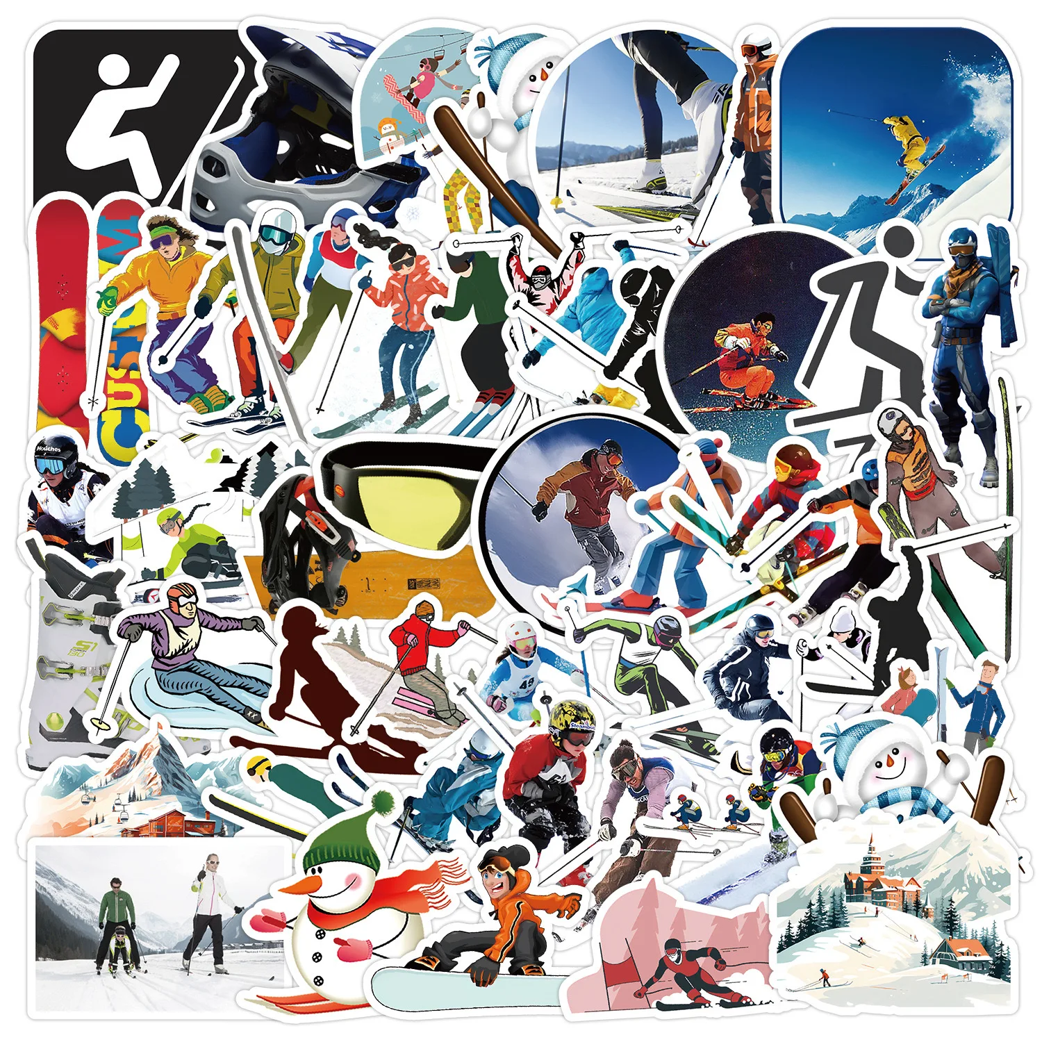 10/50szt Cool Winter Skiing Stickers Outdoor Extreme Sports Graffiti Decals for Snowboard Skateboard Helmet Car Laptop Sticker