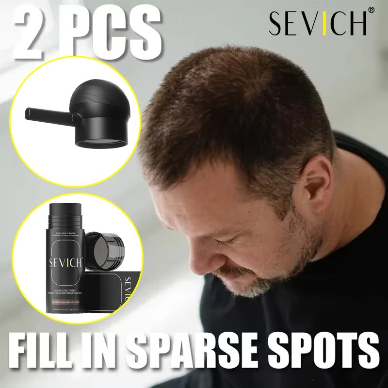 SEVICH Hair Fiber Set 25g: Men's Natural Hair-Dense Fibers for Balding Areas, Fills Part Lines, Includes 25g Fiber Powder