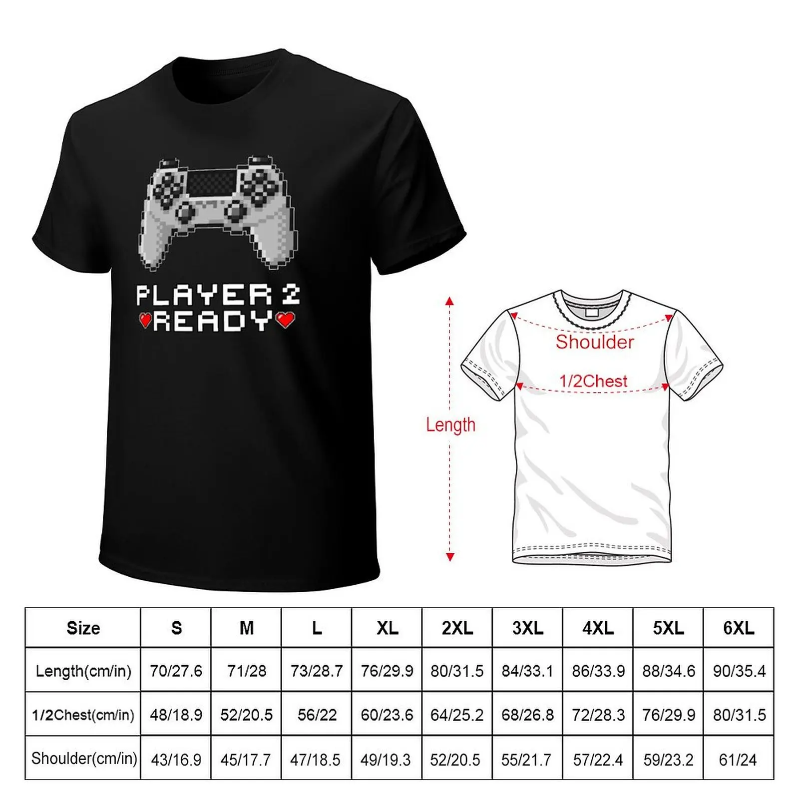 Player 2 Ready, Valentines Gaming Couples T-Shirt Athletic Fit Sports Short Sleeve Top