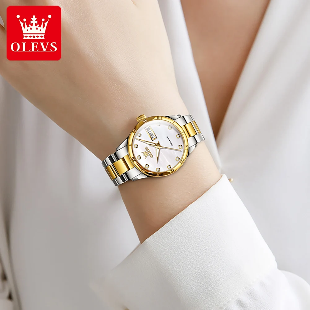 OLEVS Original Automatic Watch for Women Business Elegant High Quality Stainless steel Mechanical Ladies Wristwatches 2024 NEW