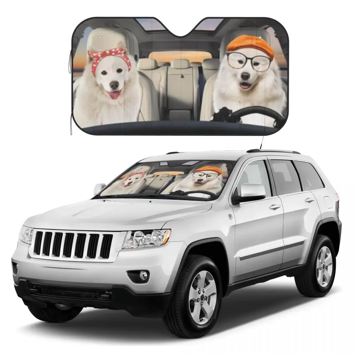 GearhumanD Samoyed Dogs Sunshades Reflector Anti Uv Custom Car Sunshade Sun Shade