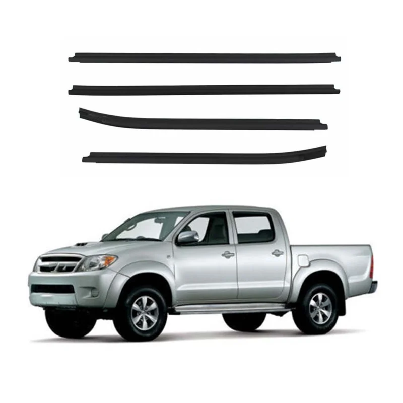 ABLN-1 Set Aksesori Perakitan Strip Penyegel Luar Kaca Pintu Mobil untuk Toyota Fortuner 2012-2015 68161-0K010 68164-0K020 68162-0