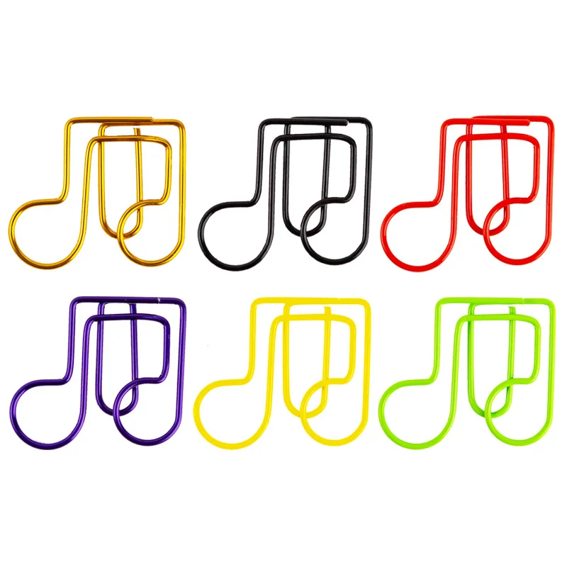 Plastic-coated Line Nice Color Music Note Paper Clip Shaped Creative Paper Clips For Planner Student Papers Classification Clip
