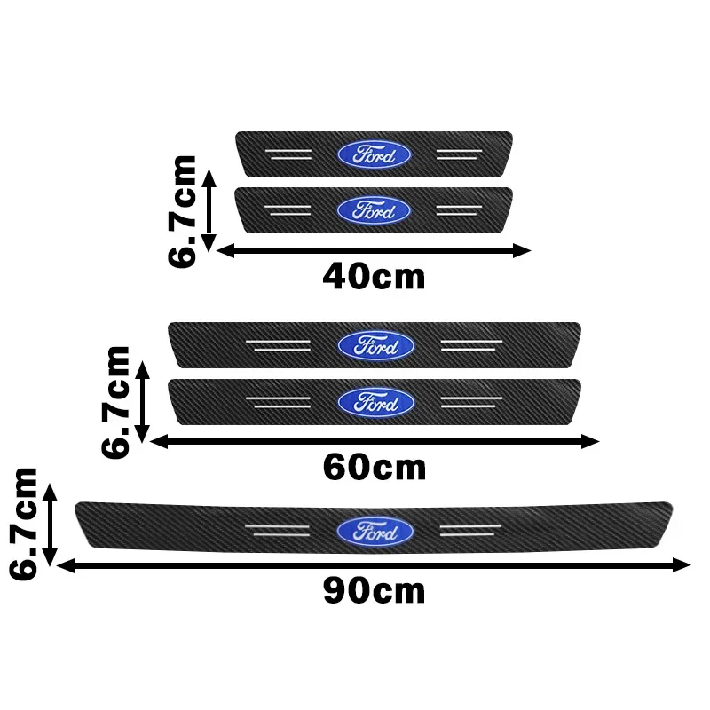 Emblem Carbon Fiber Decal Car Door Sill Protection 3D Sticker Accessory For Ford F150 Focus Ranger Fiesta Transit Mustang Mondeo