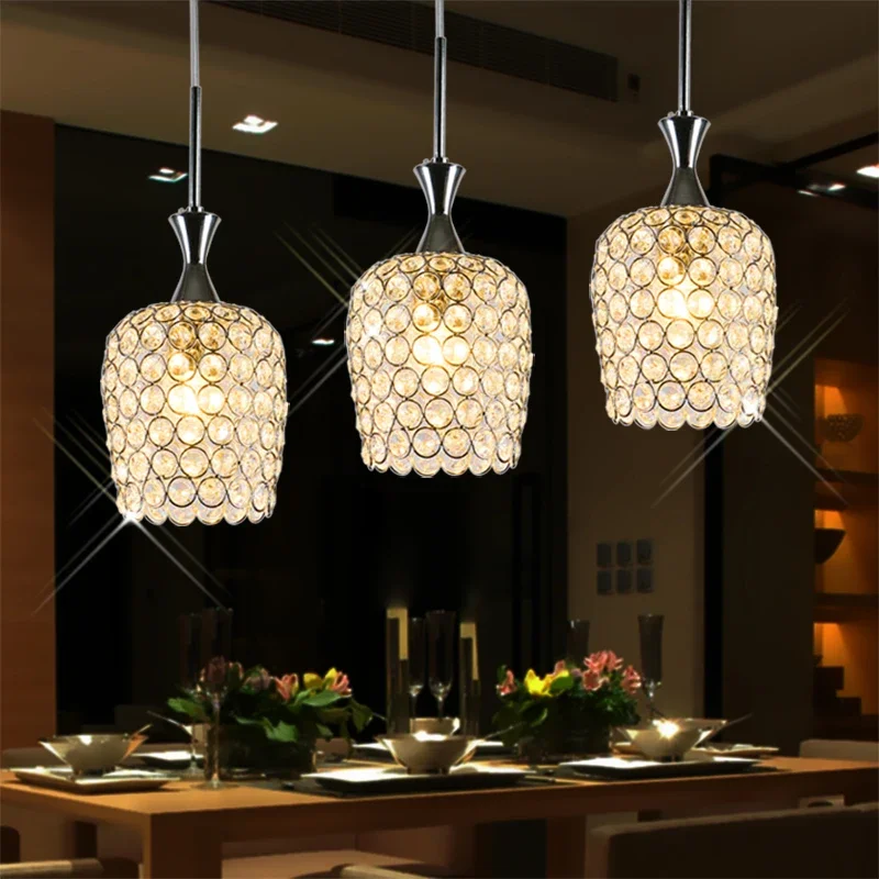 

Modern simple LED crystal restaurant lamp three creative warm lighting lamps