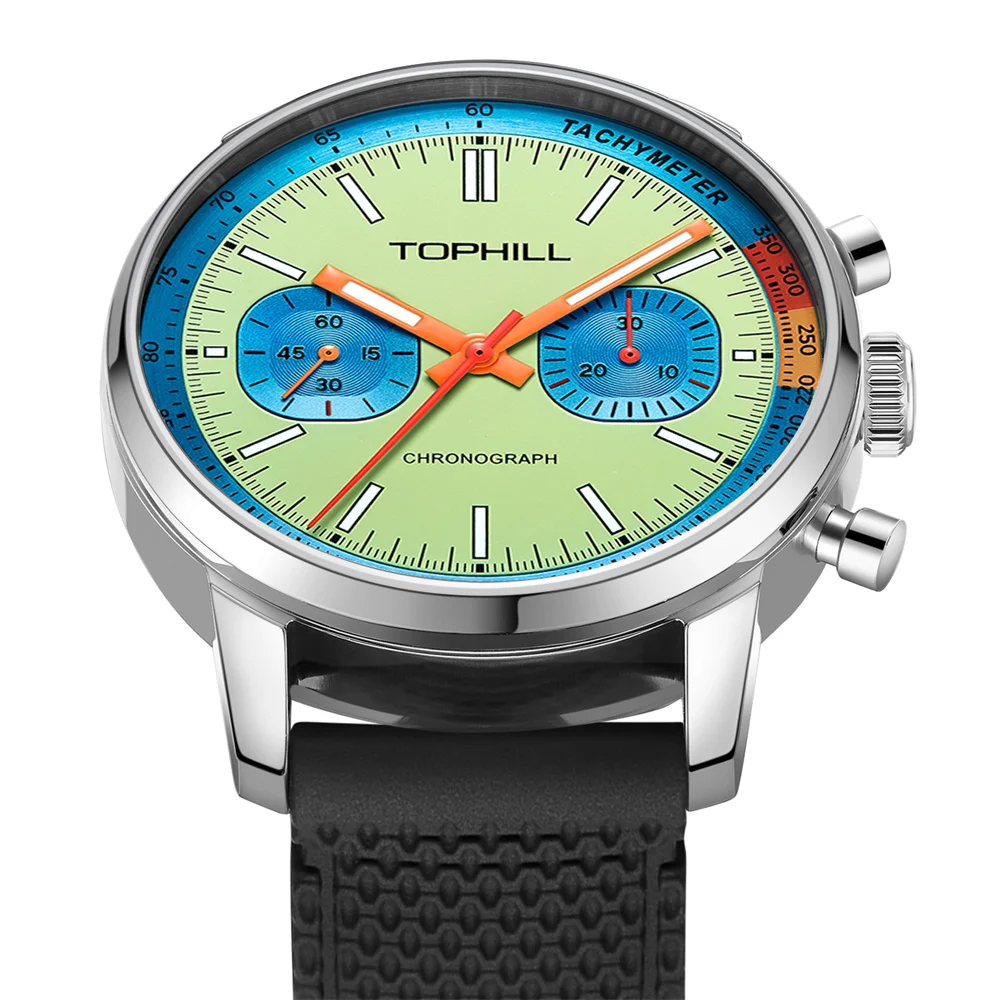 TOPHILL Pilot Chronograph Watch for Men Mechanical Wristwatch Seagull ST1901 Movement Sapphire Luminous Military Racing Clock 40